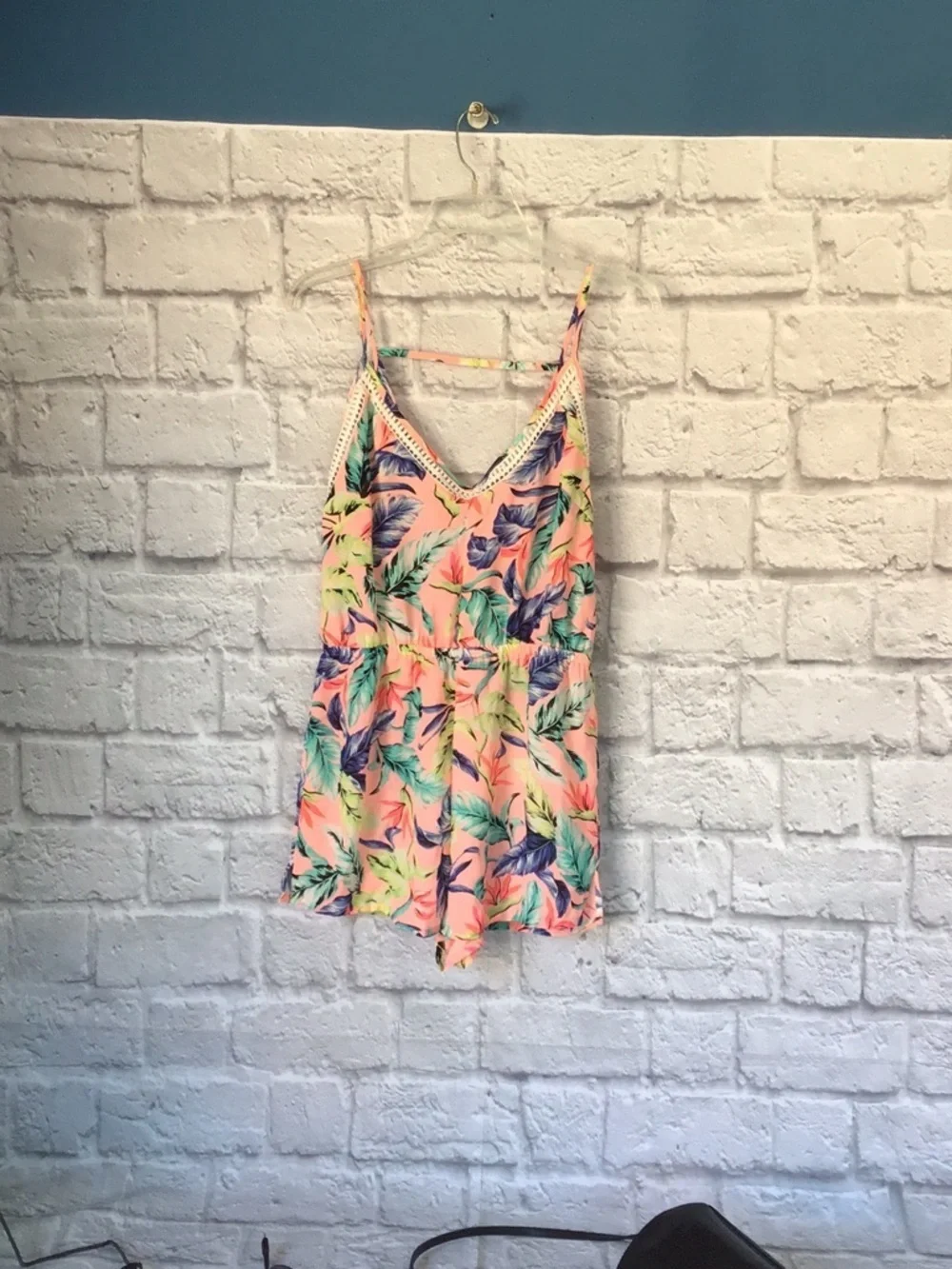 Girls' Tropical Print Pink One-Piece Romper